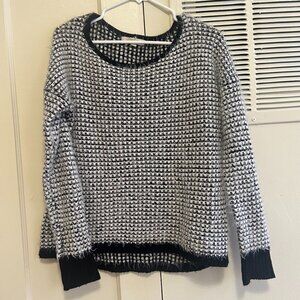 Rewind Black & White Textured Bouclé Sweater Fuzzy Knit Size M